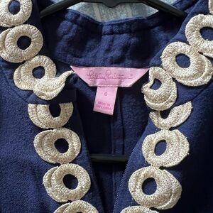 Lilly Pulitzer Navy Jacket with Cream Embroidery